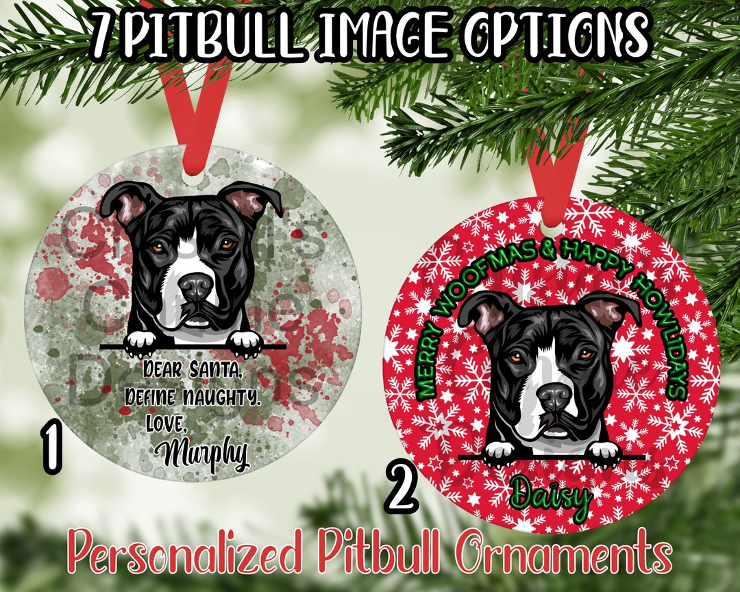 Personalized Pitbull Christmas Ornament Double Sided Pitbull Decor