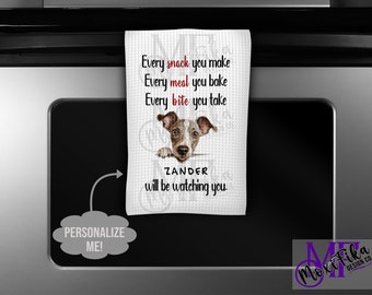 Personalized Italian Greyhound Kitchen Towel - Funny Greyhound Kitchen Towel - I'll Be Watching You Greyhound Towel - Greyhound Gift