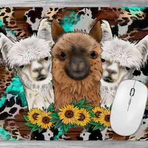 Alpaca Mouse Pad - Alpaca with Flowers Mouse Pad - Alpaca Desk Mat - Alpaca Gift