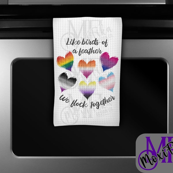 Pride Flags Kitchen Towel - Birds of a Feather Flock Together - Pride Flag Peacock Feathers - LGBT Kitchen Towel - LGBT Gift