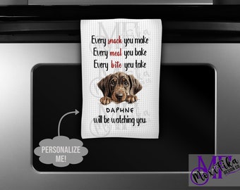 Personalized Plott Hound Kitchen Towel - Funny Plott Hound Kitchen Towel - I'll Be Watching You Plott Hound Towel - Plott Hound Gift