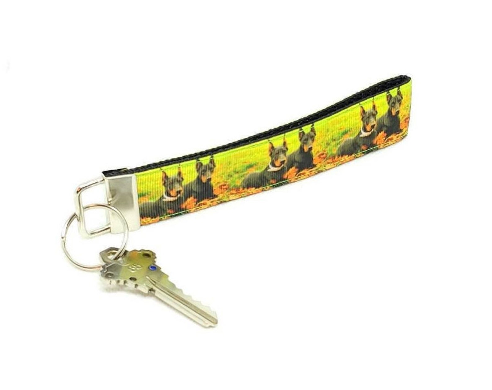 Doberman Keychain Doberman Wristlet Doberman Key Fob Doberman Etsy