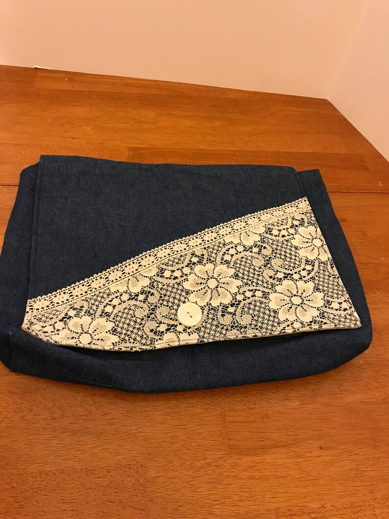 Denim and Lace Messenger Bag