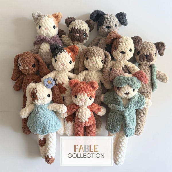 Fable Collection Pets BUNDLE (Dog, Cat and Bunny CROCHET PATTERNS) + Bedtime Bundle
