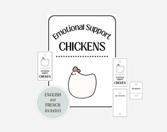 Emotional Support Mabel Chicken Kit Printable PDF (ENGLISH and FRENCH)