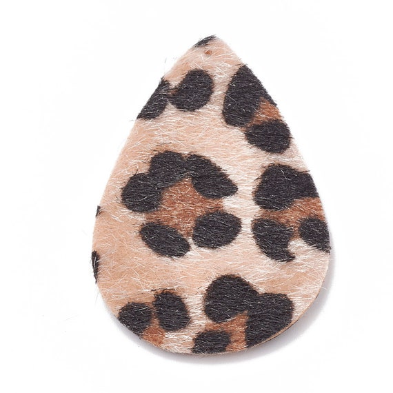 Pair of Faux Leopard Print Leather Earring Blanks