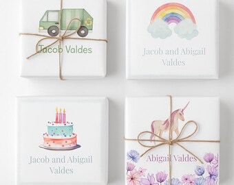 Etiquetas de regalo personalizadas en 3D: Gamer, Camión, Arcoíris, Unicornio