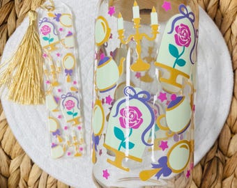 Tarro de cristal de La Bella y la Bestia – Decoración de rosas encantadas de Disney