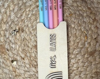 Portalápices de madera personalizado: regalo personalizado para profesores