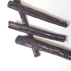 May include: Four dark brown sticks with a rough, textured surface. The sticks are arranged in a criss-cross pattern.