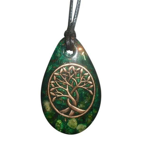 Peridot Tree of Life Orgone Energy Pendant