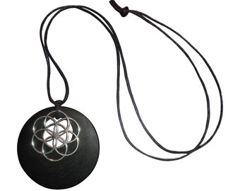 Shungite Shield  Star Flower of Life Pendant ~ healthy boundaries protection