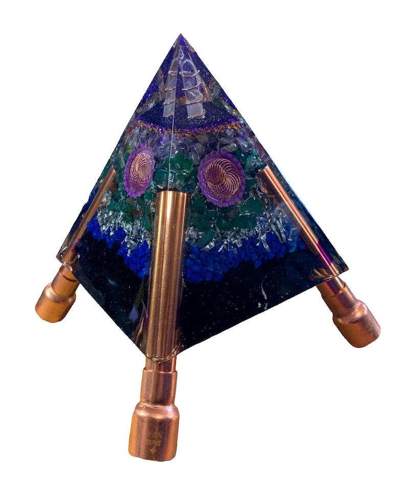 Adjustable Orgone Purple Pyramid With Four Vortex Windows and Copper ...
