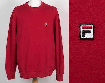 Vintage Men's FILA Crewneck Sweater Size Small Red Cotton Blend