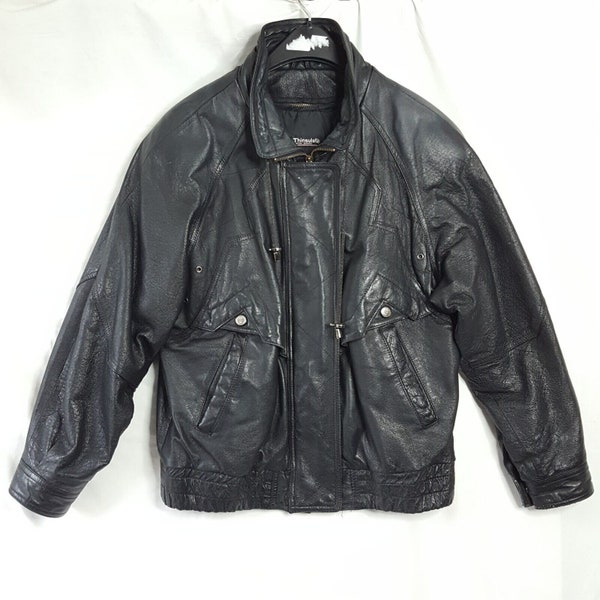 Vintage Wilson's Leather Black Motorcycle Jacket Size Medium Thinsulate Liner