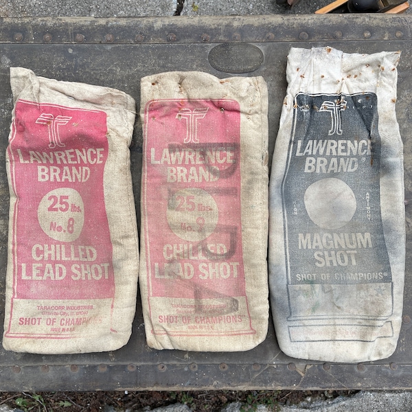 Vintage Lawrence Brand American Standard Chilled Lead Shot Canvas Bags Lot Of 3