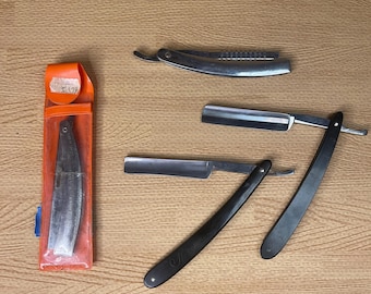 Lot 4 Vintage Straight Razors & Shapers Varying Conditions Henckels Heljestrand