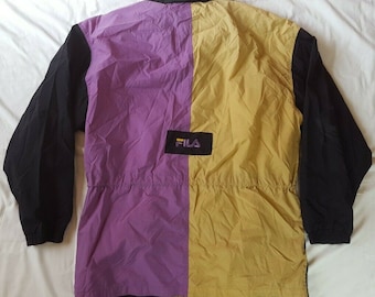 Vintage Fila Colorblock Jacket Windbreaker Size Large 100% Nylon Cinch Waist