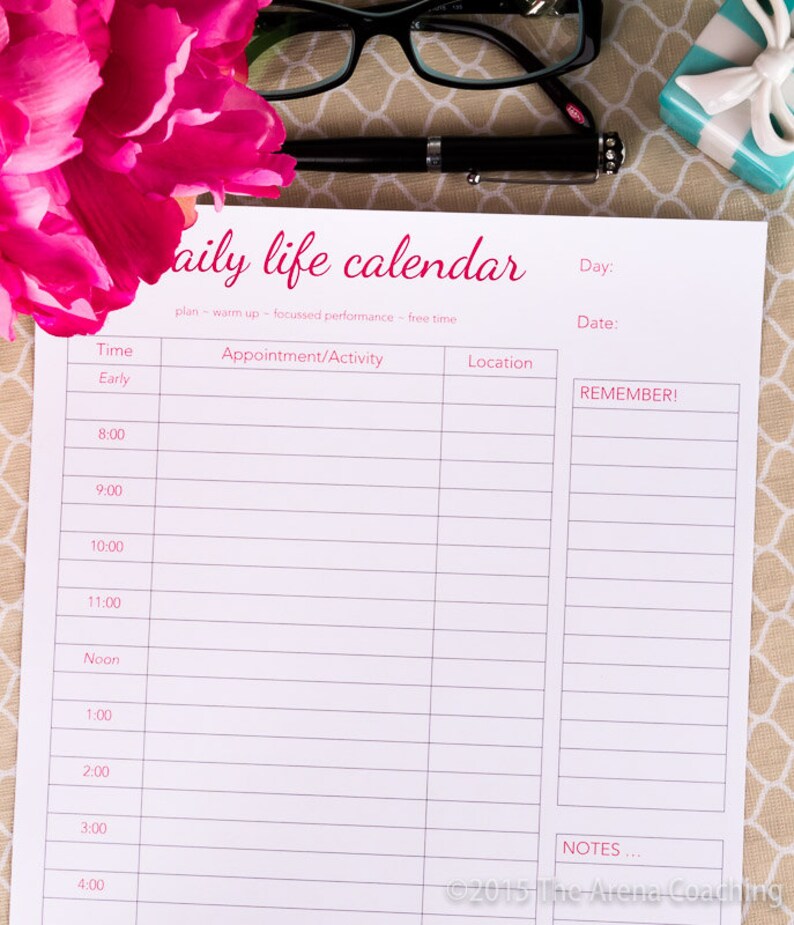 daily calendarscheduler hour by hour 2018 printable etsy