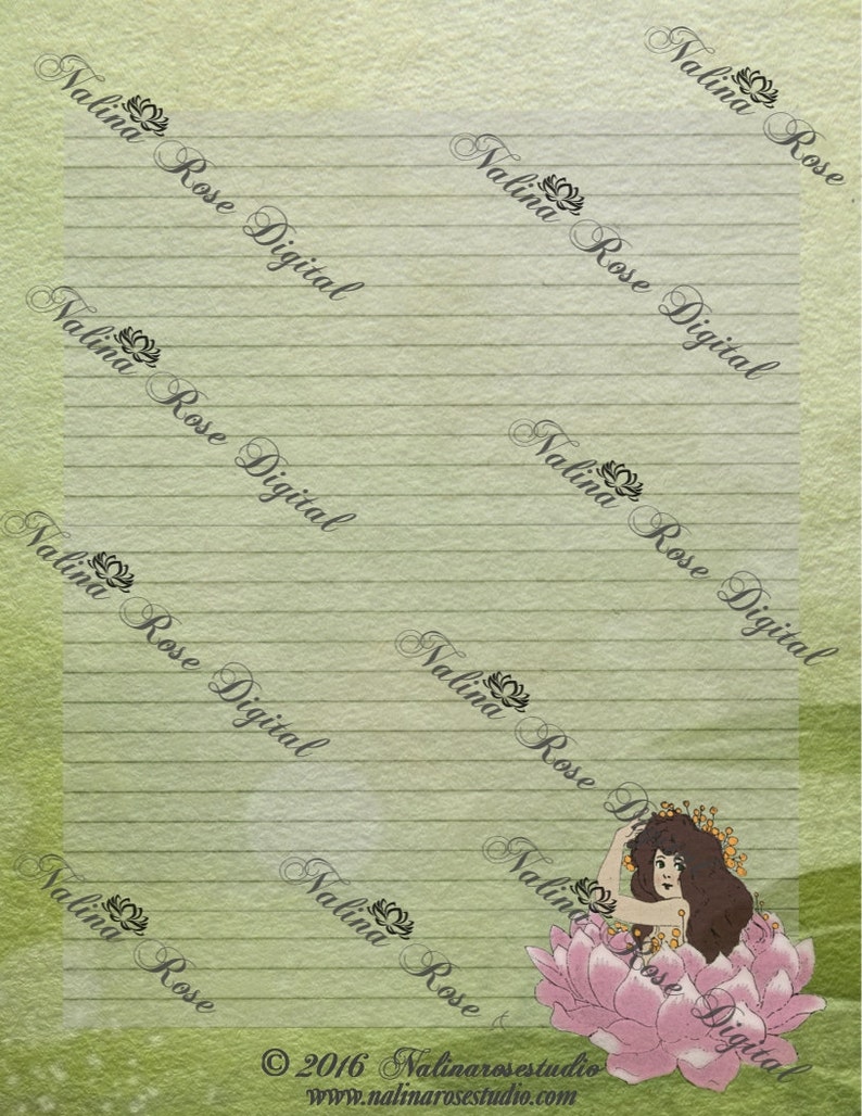Stationery Set~ Inspirational Lotus~ 6x4 Envelope with 8x10 Stationary Page~ DIGITAL DOWNLOAD PRINTABLE