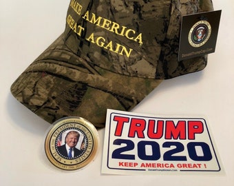 President Donald Trump Hat ..Make America Great Again.. MAGA ..Camo + 2 Decals