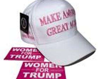 Trump ...Limited Edition...White/Pink..MAGA... Hat..2024..+ 2 Decals...HOT New Design !!