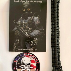 550 Paracord Survival Bracelet + Decal...Dark Ops Tactical Gear...Cobra Black