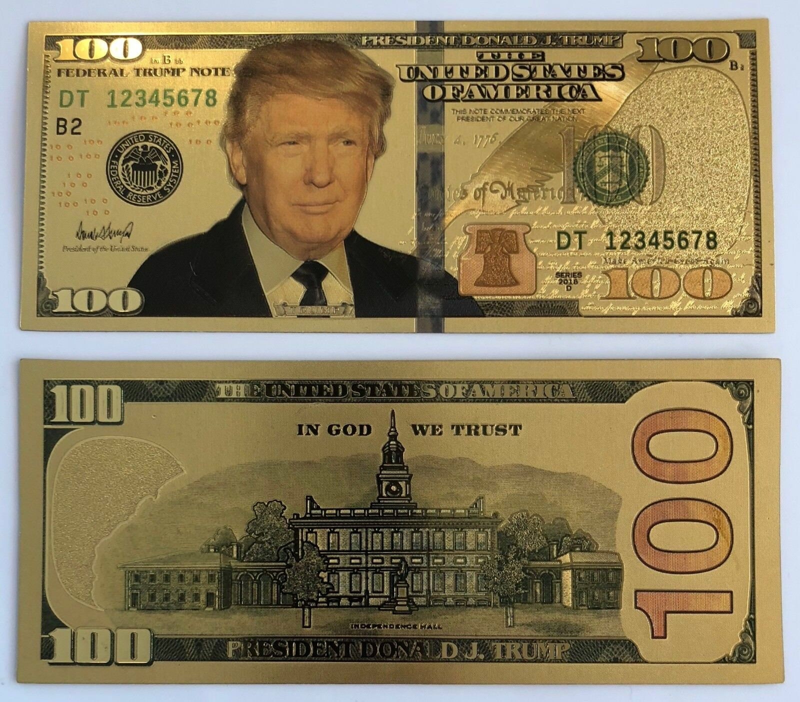 President Donald Trump.. 100 Dollar Bill.. 24K Gold 3D Overlay... With COA - Etsy Canada