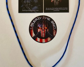 50 Caliber Sniper HOG TOOTH Paracord ...Necklace ...+ 1 Decal ...Blue Line