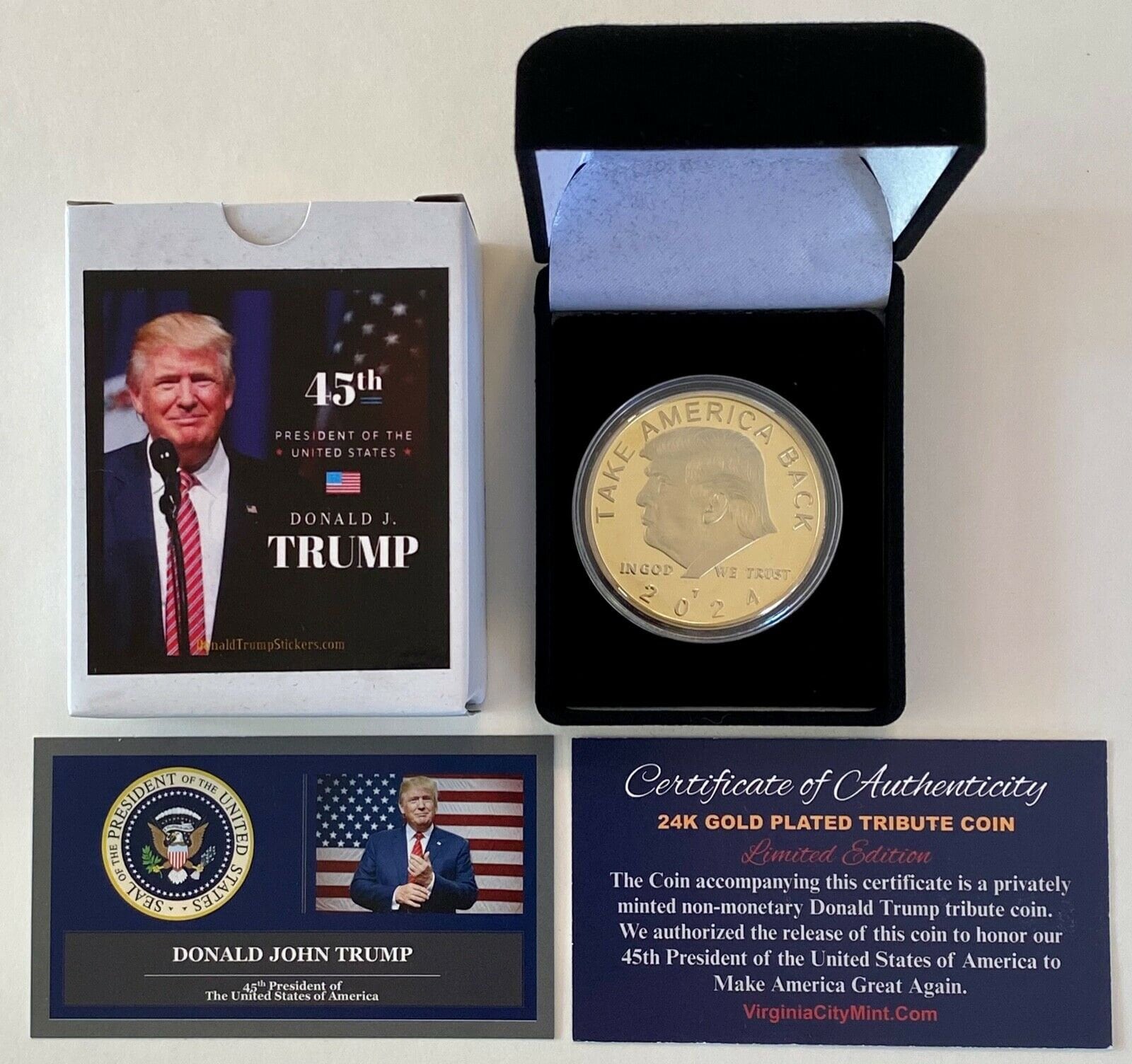 DONALD TRUMP KEEP AMERICA GREAT 2020 Gold Coin 24K Gold Plated Commemorative Collectors Edition Stunning Proof Coin In Acrylic Capsule Trump Challenge Coin 