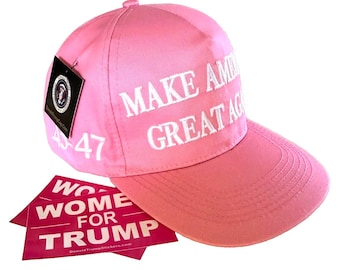 Trump 45-47  ..Limited Edition...Pink..MAGA... Hat..2024..+ 2 Decals...HOT New Design !!