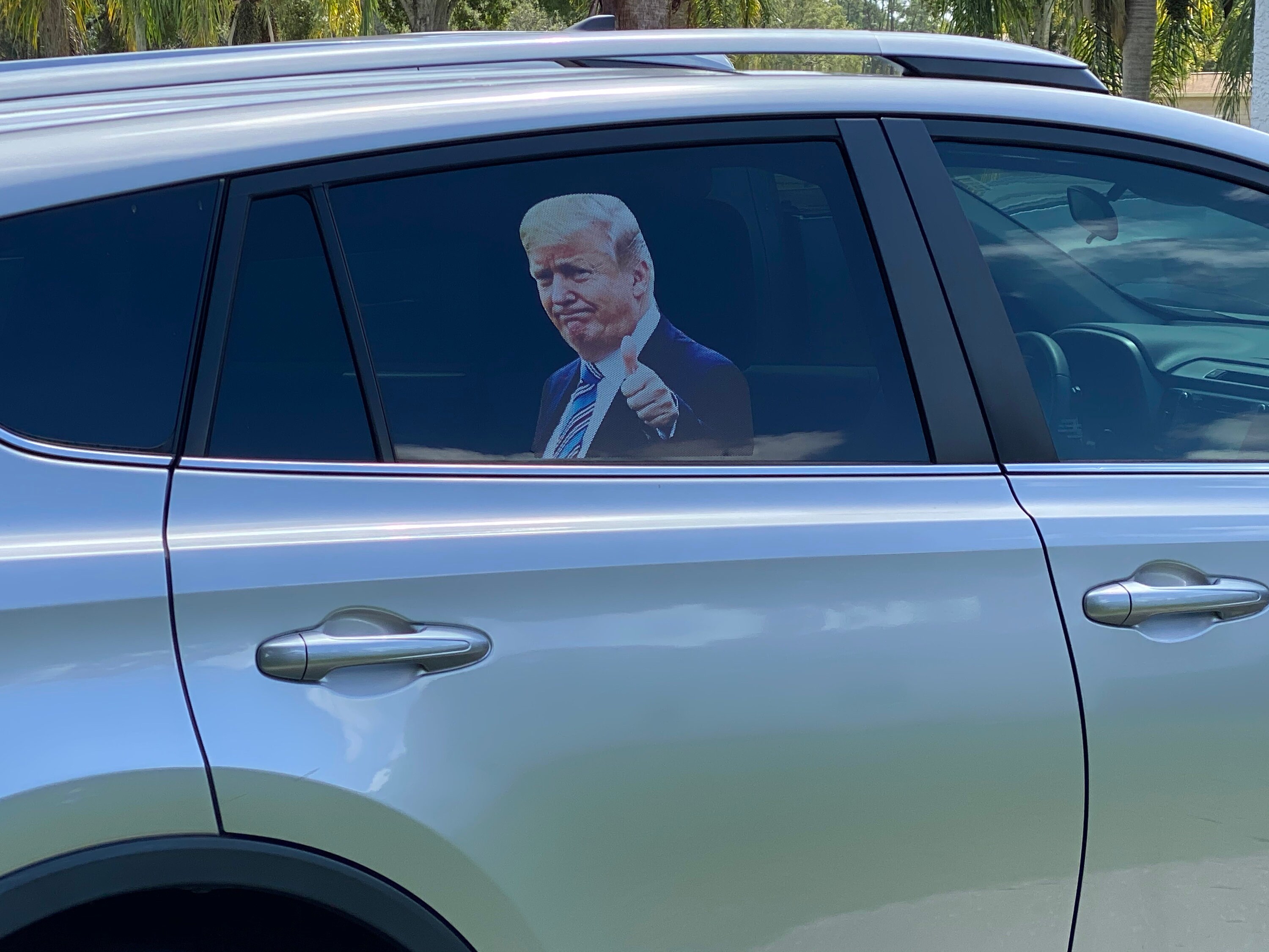 2 Trump Decals ..Fast Shipping! Ride with Trump  ...Thumbs Up...Window Sticker 