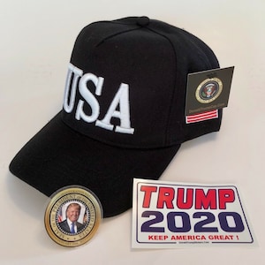 Donald Trump 45...USA..Hat..Make America Great Again Cap..MAGA Black + 2 Decals