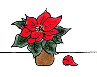 5 Pack - Poinsettia Holiday Cards