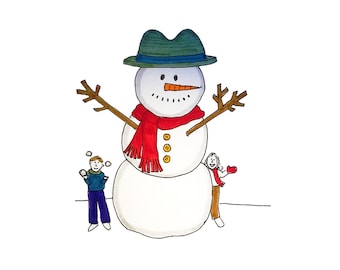 5 Pack - Jumbo Snowman Holiday Card