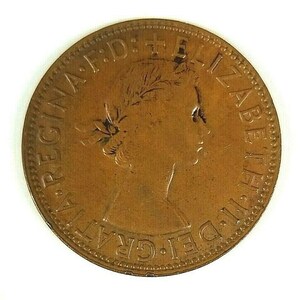 1964 Australia Penny 97% Copper Melbourne 1/1/4 Inch or 3cm Diameter
