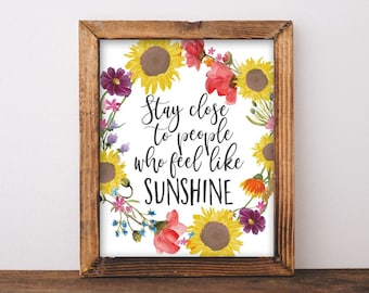 Sunflower Sunshine Quote Printable: Inspirational Office Decor (Digital Download)