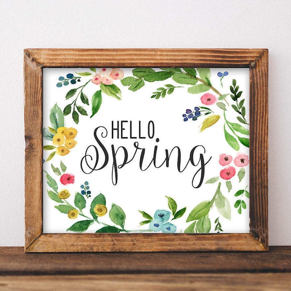 Spring Printable Wall Art Hello Spring Happy Spring printable art Spring decor, Easter art, Welcome Spring wall decor, sign Easter poster