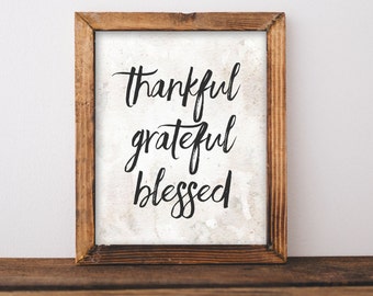 Fall Printable Art Thankful Grateful Blessed Fall Art Floral | Etsy