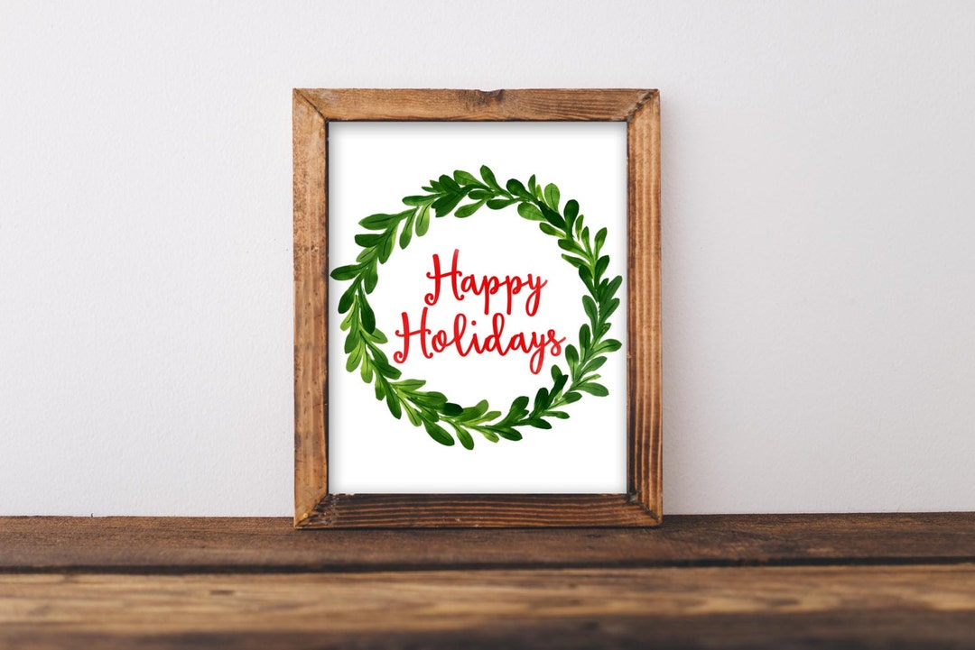 Happy Holidays Printable, Watercolor Christmas Print, Christmas ...