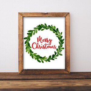 Christmas Printable Art Merry Christmas Print Watercolor Christmas art Christmas home decor Christmas Wall art Noel Santa Christmas sign art