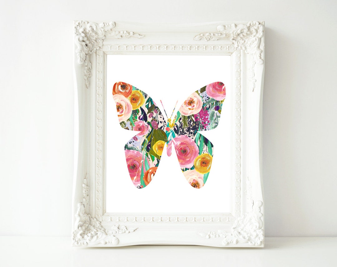 Printable Wall Art, Butterfly Printable Art, Baby Girl Nursery Decor ...