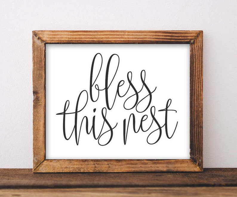 Quote Printable Wall Art Bless This Nest Printable Art Black - Etsy