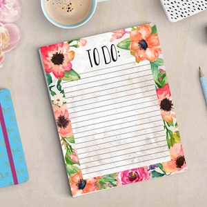 To Do list Printable Aesthetic Floral 8.5 x11 print Instant Download Day Planner Things to do today, Daily list, floral daily to-do list art