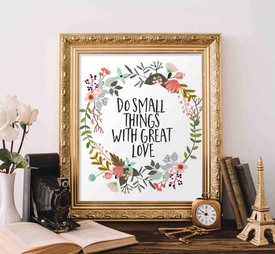 Floral Wreath Quote Print, Do Small Things With Great Love (digital ...