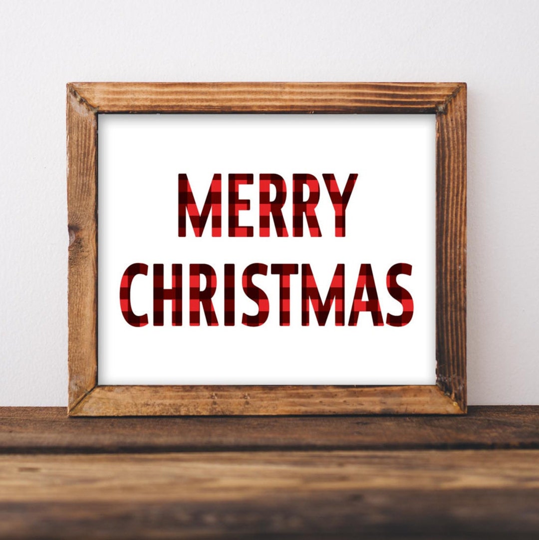 Buffalo Check Merry Christmas Printable Red Buffalo Plaid Christmas ...