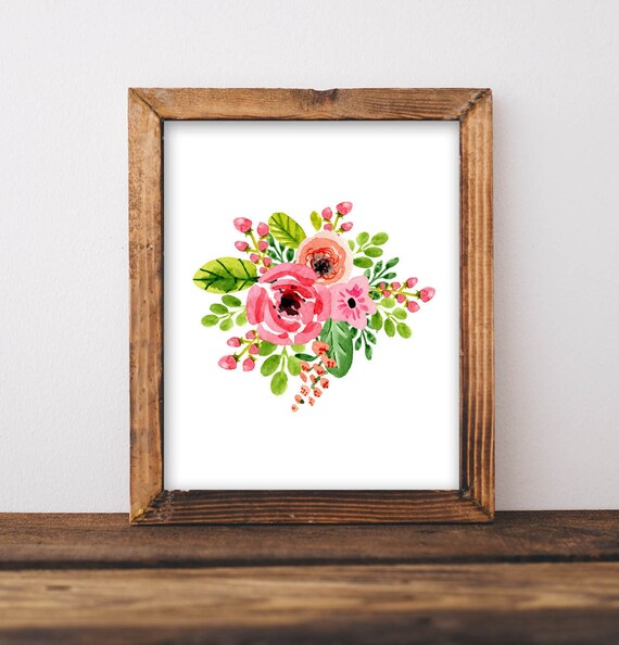 Floral Printable Art Floral Bouquet Wall Art Nursery Decor | Etsy