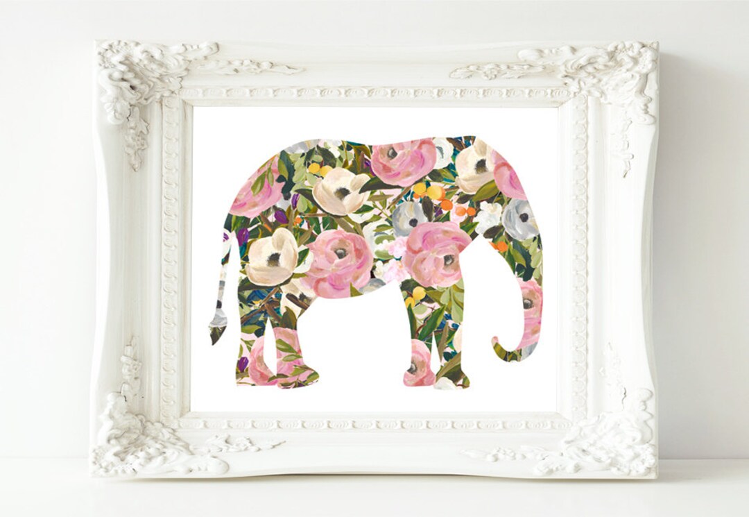 Nursery Printable Art, Elephant Printable Art, Baby Girl Nursery Decor ...
