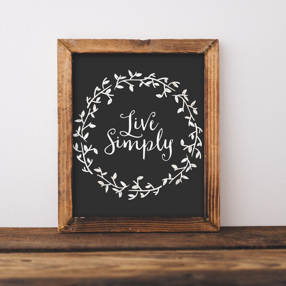 Rustic Printable Art Live Simply quote Rustic Simplify | Etsy