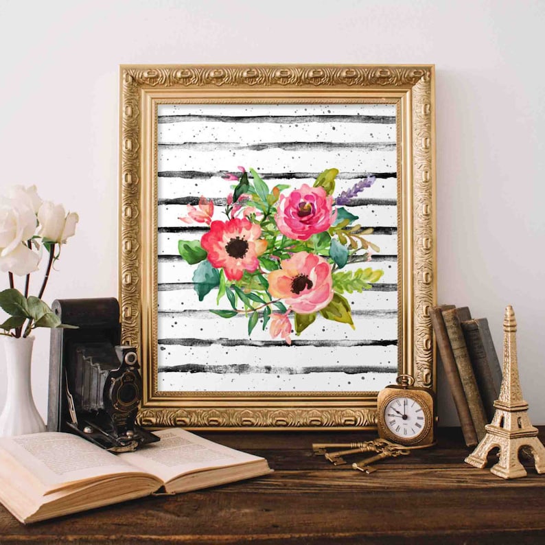 Floral Printable Art Floral Bouquet Wall Art Nursery Decor | Etsy